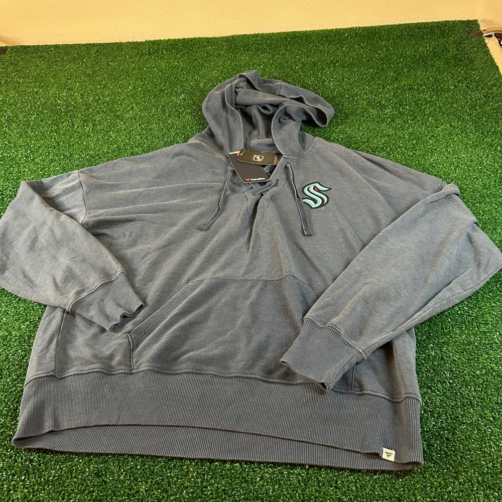 Fanatics NHL Seattle Kraken Hoodie Lace Up Neck Pullover Sweatshirt Womens Large